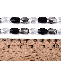 電気メッキ加工された模造翡翠と不透明および透明なガラスビーズの連  混合スタイル  オーバル  ABカラーメッキ  多面カット  ブラック  8x6x3.5~4mm  穴：1~1.2mm  約44~52個/連  13.98~16.93インチ（35.5~43cm）&nbsp;EGLA-Q135-6x8MM-01H