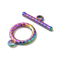 イオンプレーティング（IP）304ステンレススチールマンテル  リング  虹色  19x15x2mm  穴：3mm  バー：21x6x2mm  穴：3mm&nbsp;STAS-H212-14MC
