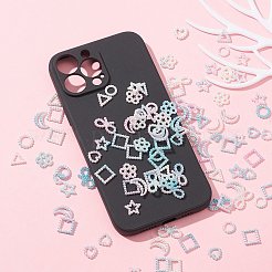 100g スプレーペイント ABS プラスチック カボション  スター＆スクエア＆リング＆ハート＆蝶結び  ブルー  10~15x10~18.5x2~3mm&nbsp;KY-CJ0001-67