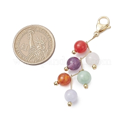 Round Natural Amethyst & Quartz & Malaysia Jade & Carnelian & White Jade Pendant Decorations&nbsp;HJEW-JM02693-02