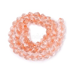 クラックル透明ガラスビーズ連売り  ツイスト  多面カット  サンゴ  7~7.5x7~8x7~8mm  穴：1.2~1.4mm  約51~53個/連  14.57~15.35インチ（37~39cm）&nbsp;GLAA-N068-02A-09