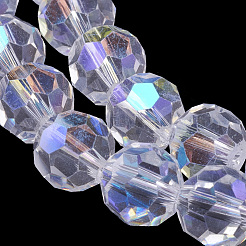 電気メッキガラスビーズセット  ABカラー  ファセット（32ファセット）  ラウンド  クリアAB  8mm  穴：1mm  約65~67個/連  49~50cm&nbsp;EGLA-J042-8mm-AB03