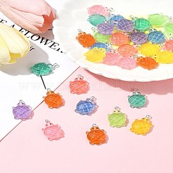 32色のグラデーションカラーと光る不透明樹脂ペンダント8個。  暗闇で光る  プラチナメッキループ付き  カメ  ミックスカラー  26x16x7mm  穴：2mm  4個/カラー&nbsp;RESI-FS0001-96