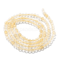 加熱された天然シトリンビーズ連売り  多面カット  ラウンド  3mm  穴：0.6mm  約140個/連  15.35インチ（39cm）&nbsp;G-H266-14B
