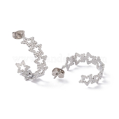 変色しない304ステンレススチール製スターラップスタッドピアス  女性用ハーフフープピアス  ステンレス鋼色  21x8mm  ピン：0.8mm&nbsp;EJEW-G314-02P