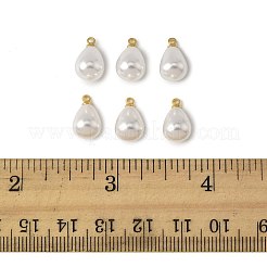 24 個の abs プラスチック模造真珠のペンダント  真鍮パーツ  ドロップ  18KGP本金メッキ  13x8x8mm  穴：1.6mm&nbsp;KK-FS0001-77