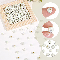 800個メッキアクリルビーズ  シルバーライン入り  クロスの丸  ベージュ  8mm  穴：2mm&nbsp;PACR-PA0001-24