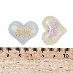 プラスチックカボション  ちょう結びとハート  グリッターパウダー付き  ミックスカラー  21.5~22x26.5~27x5mm&nbsp;FIND-Z077-01