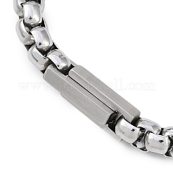 304ステンレススチールベネチアンチェーンブレスレット  箱の留め金付き  ステンレス鋼色  7-1/2インチ（19cm）&nbsp;BJEW-S156-02P