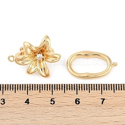 Brass Micro Pave Clear Cubic Zirconia Fold Over Clasps&nbsp;KK-U043-17G