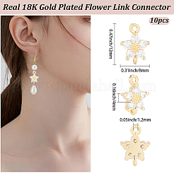 10Pcs Brass Flower Link Connector Charms with Glass&nbsp;KK-BBC0023-73