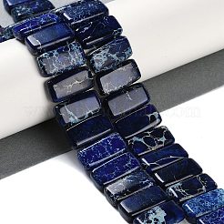 ナチュラルインペリアルジャスパービーズ連売り  染め  長方形  ダークブルー  20.5x10.5x6mm  穴：1.1mm  約20個/連  8.07インチ（20.5cm）&nbsp;G-L604-F01-01K