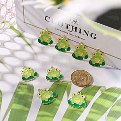 30本合金エナメルペンダント  カエル  ライトゴールド  芝生の緑  25x22.5x1.4mm  穴：1.8mm&nbsp;FIND-SC0005-15