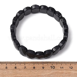 ユニセックスの合成ブルーゴールドストーンビーズストレッチブレスレット  オーバル  ビーズ：14x10x5mm  内径：2.17インチ（5.5cm）&nbsp;G-K303-01B