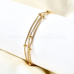 304 Stainless Steel Satellite Chains Multi-strand Bracelets for Women&nbsp;BJEW-V012-05G