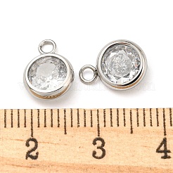 304ステンレススチールチャーム  ガラスラインストーン付き  フラットラウンド  ステンレス鋼色  10.5x8x3mm  穴：1.6mm&nbsp;STAS-L022-161P