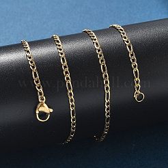 イオンプレーティング（IP）304ステンレススチールフィガロチェーンネックレス  カニカン付き  ゴールドカラー  17.7インチ（45cm）  2mm&nbsp;STAS-K168-02G