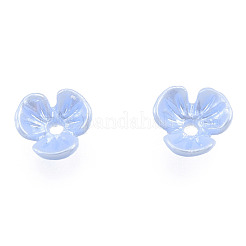 樹脂模造パールビーズキャップ  3花びら  花  ブルー  6x6x3mm  穴：1mm&nbsp;RESI-N036-01A-01
