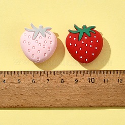 10 個 2 色イチゴ食品グレード環境に優しいシリコーン焦点ビーズ  ミックスカラー  27x25x5mm  穴：2.3mm  5個/カラー&nbsp;SIL-FS0001-11