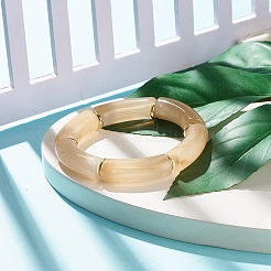 アクリルチューブビーズストレッチブレスレット  真鍮のビーズで  砂茶色  内径：2-1/8インチ（5.5cm）&nbsp;X-BJEW-JB07774-02