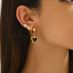 3 Pairs Stainless Steel Shell Heart & Butterfly Earring Sets&nbsp;PZ8874