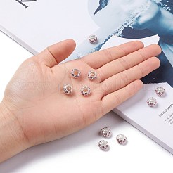 合金ラインストーンのヨーロッパのビーズ  大穴ビーズ  ロンデル  銀色のメッキ  ライトローズ  11x6mm  穴：5mm&nbsp;CPDL-H999-22-1
