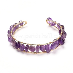 Nuggets Natural Mixed Gemstone Beads Bangle for Girl Women&nbsp;BJEW-JB06817
