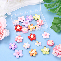 20本10スタイルレジンペンダント  花  ミックスカラー  23~30x20~27.5x5.5~9mm  穴：1.6~2mm  2個/スタイル&nbsp;RESI-YW0002-07