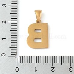 PVD真空メッキ304ステンレスペンダント  ゴールドカラー  レターチャーム  文字B  17x12x1.5mm  穴：5x3mm&nbsp;STAS-Z072-01G-B