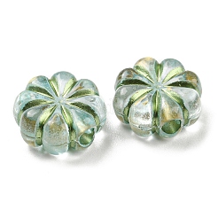 メッキクリアアクリルビーズ  ゴールドライン入り  花  淡いターコイズ  13x5mm  穴：3mm  700個/ 500g&nbsp;OACR-B013-23B