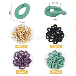 Spray Painted ABS Plastic & Acrylic Linking Rings&nbsp;OACR-FH0001-040