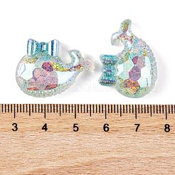 Transparent Epoxy Resin Whale with Bowknot Decoden Cabochons&nbsp;CRES-M034-04B