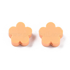 手作り樹脂粘土ビーズ  花  砂茶色  9.5~10x10x3.5~4.5mm  穴：1.6mm&nbsp;CLAY-N011-023F