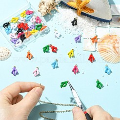 40個10色のコーラルシェイプ合金エナメルペンダント  ゴールドカラー  ミックスカラー  16.5x10.5x4.5mm  穴：1.4mm  4個/カラー&nbsp;ENAM-CJ0007-50
