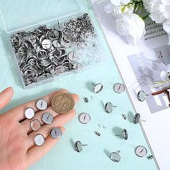 フラットラウンドステンレススチールスタッドピアスセッティング100個  200個のイヤーナット付き  ステンレス鋼色  14mm  ピン：0.8mm  トレイ：12mm&nbsp;STAS-SP0001-61D-P