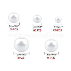 樹脂模造パールビーズ  穴なし/ドリルなし  ラウンド  フローラルホワイト  7.5~25mm  214個/箱&nbsp;RESI-CA0001-06