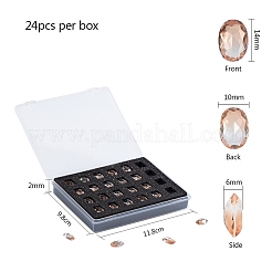 ポイントガラスラインストーンカボション  模造トルマリン  多面カット  オーバル  ライトピーチ  14x10x6mm  24個/箱&nbsp;RGLA-OC0001-03D