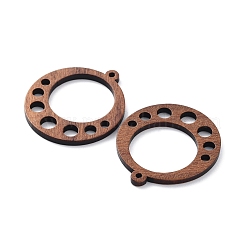 クルミ材レーザーカットペンダント  中空のチャーム  染色されていない  リング  33x30x2.3mm  穴：1.5mm&nbsp;WOOD-Q051-05I