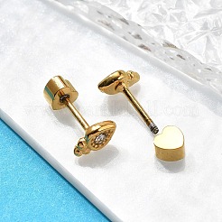 イオンプレーティング（IP）304ステンレススチールニンジンスタッドピアス  ラインストーン付き  14KGP本金メッキ  クリスタル  6x4mm&nbsp;EJEW-A118-20G-02