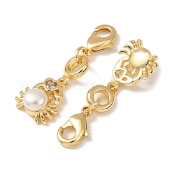 Crab Brass Pave Clear Cubic Zirconia and ABS Imitation Pearl Pendants&nbsp;KK-T083-01R-G