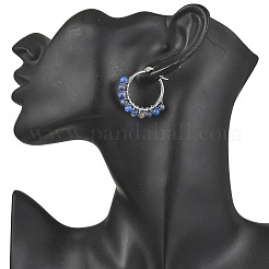 ミックスストーンラウンドフープピアス  304ステンレススチール製金具付き  31x33.5x4.5mm&nbsp;EJEW-JE06695