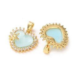 Brass Micro Pave Clear Cubic Zirconia Pendants&nbsp;KK-A304-26G-03
