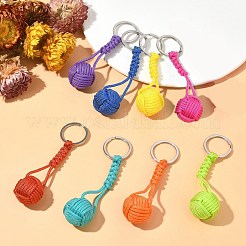 16Pcs 8 Colors Polyester & Spandex Cord Braided Ball Keychain for Jewelry Making DIY Crafts&nbsp;KEYC-CJ0001-05