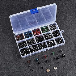 クラフト用品プラスチック人形の目パーツ  ぬいぐるみの目  安全の目  プラスチックのりスティックとアイロンビーズ針付き  ミックスカラー  19x10x2.2cm  約786個/箱&nbsp;DIY-GA0001-18