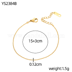 304 Stainless Steel Ball Chain Bracelets&nbsp;STAS-OY012-98G