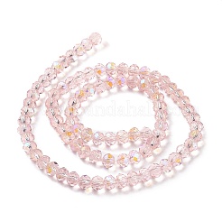 電気メッキガラスビーズセット  半分虹メッキ  多面カット  ロンデル  ピンク  6x5mm  穴：1mm  約80~85個/連  38~40cm&nbsp;LS-EGLA-A034-T6mm-L18