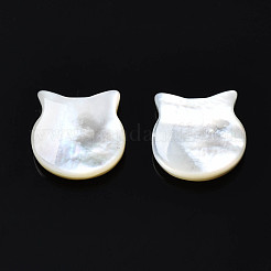 ナチュラルホワイトシェルビーズ  猫  10x10x4mm  穴：0.8mm&nbsp;SSHEL-S258-99B