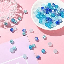 透明ガラスビーズ連売り100個。  ビーズジュエリー作り  艶消し  ラウンド  ブルー  8mm  穴：1.3~1.6mm&nbsp;GLAA-CJ0002-06