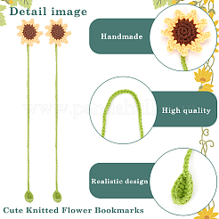 毛糸かぎ針編みの植物ブックマーク4個  花  シエナ  360mm  花：56x50x17.5mm  葉：34.5x22x5mm&nbsp;AJEW-CP0007-93