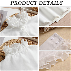 取り外し可能なシフォンシャツ レディース つけ襟 1枚  ネックライントリム DIY 衣服アクセサリー  取り外し可能なコットンスリーブ1組付き  ホワイト  365x355x4mm&nbsp;AJEW-CY0001-38A